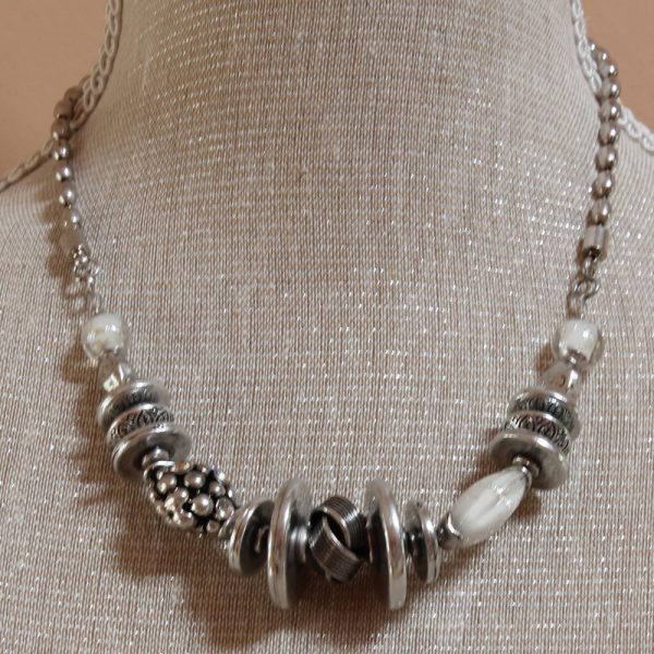 Antique Style Glass And Metal Bead Necklace